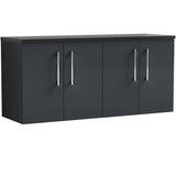 Nuie Arno 1200mm Wall Hung 4 Door Countertop Vanity Unit Soft Black ARN1423LSB2