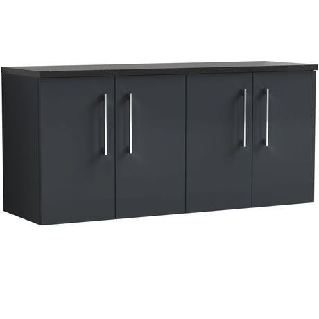 Nuie Arno 1200mm Wall Hung 4 Door Countertop Vanity Unit Soft Black ARN1423LSB2