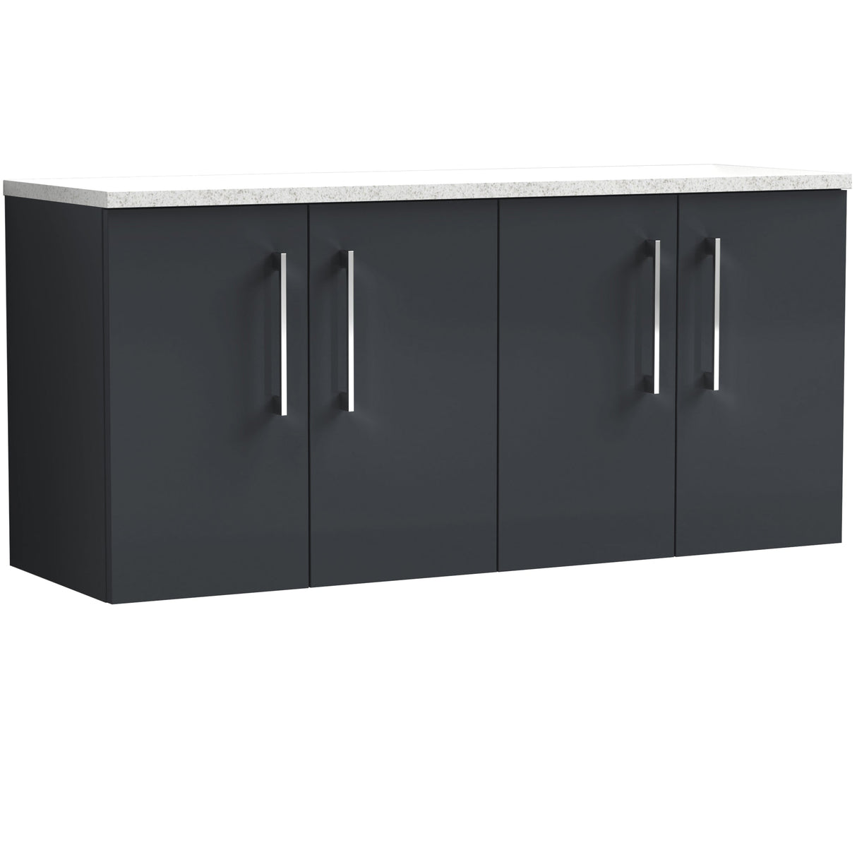 Nuie Arno 1200mm Wall Hung 4 Door Countertop Vanity Unit Soft Black ARN1423LSW2