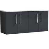 Nuie Arno 1200mm Wall Hung 4 Door Countertop Vanity Unit Soft Black ARN1423LSW2