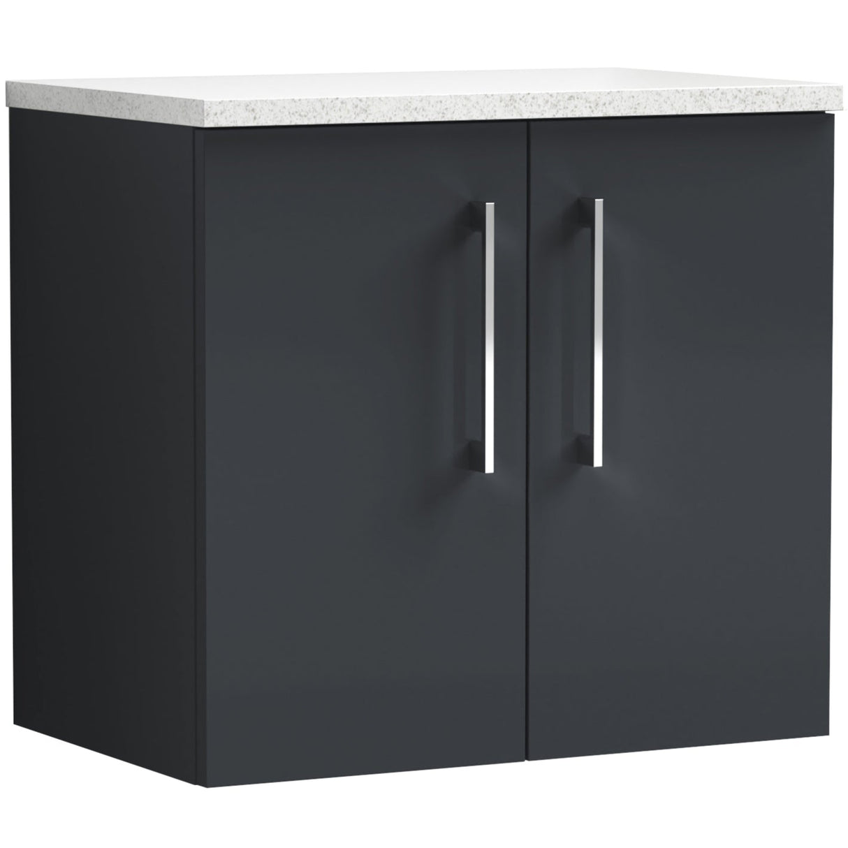 Nuie Arno 600mm Wall Hung 2 Door Countertop Vanity Unit Soft Black ARN1423LSW