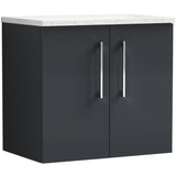 Nuie Arno 600mm Wall Hung 2 Door Countertop Vanity Unit Soft Black ARN1423LSW