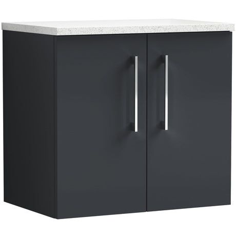 Nuie Arno 600mm Wall Hung 2 Door Countertop Vanity Unit Soft Black ARN1423LSW