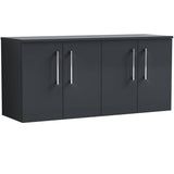 Nuie Arno 1200mm Wall Hung 4 Door Countertop Vanity Unit Soft Black ARN1423W2
