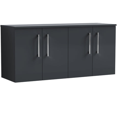 Nuie Arno 1200mm Wall Hung 4 Door Countertop Vanity Unit Soft Black ARN1423W2