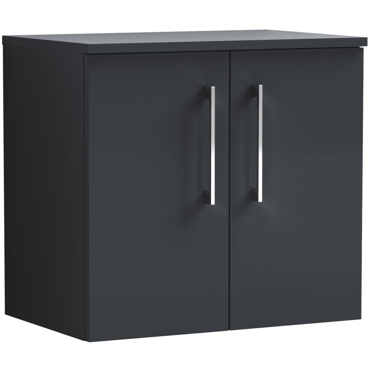 Nuie Arno 600mm Wall Hung 2 Door Countertop Vanity Unit Soft Black ARN1423W