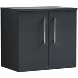 Nuie Arno 600mm Wall Hung 2 Door Countertop Vanity Unit Soft Black ARN1423W