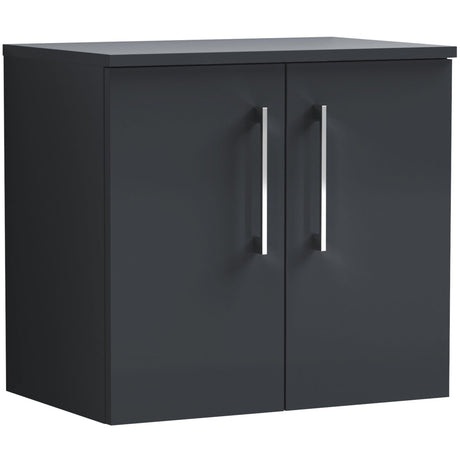 Nuie Arno 600mm Wall Hung 2 Door Countertop Vanity Unit Soft Black ARN1423W