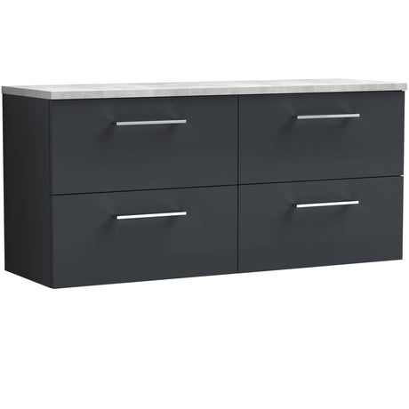 Nuie Arno 1200mm Wall Hung 4 Drawer Countertop Vanity Unit Soft Black ARN1424LBG2