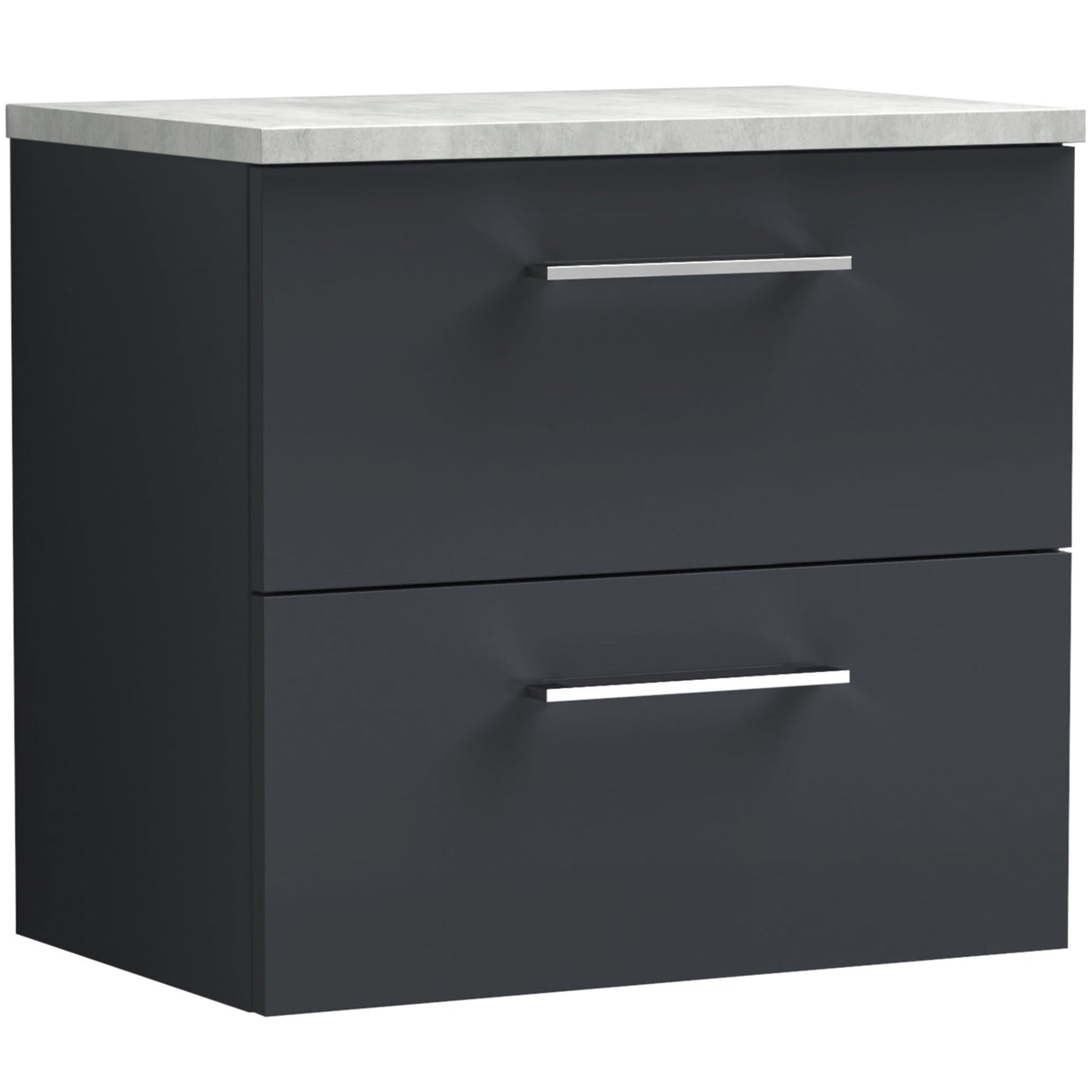 Nuie Arno 600mm Wall Hung 2 Drawer Countertop Vanity Unit Soft Black ARN1424LBG