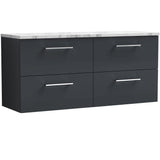 Nuie Arno 1200mm Wall Hung 4 Drawer Countertop Vanity Unit Soft Black ARN1424LCM2