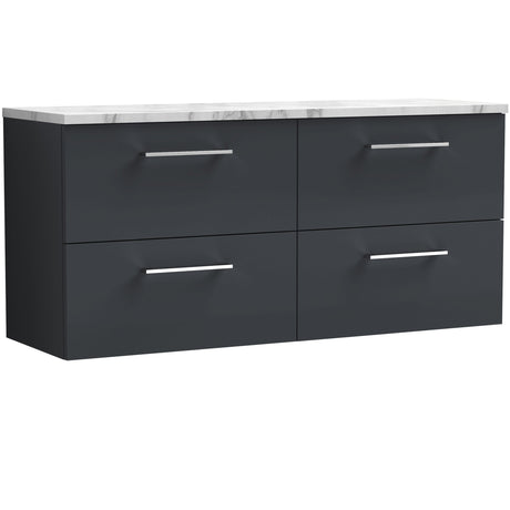 Nuie Arno 1200mm Wall Hung 4 Drawer Countertop Vanity Unit Soft Black ARN1424LCM2