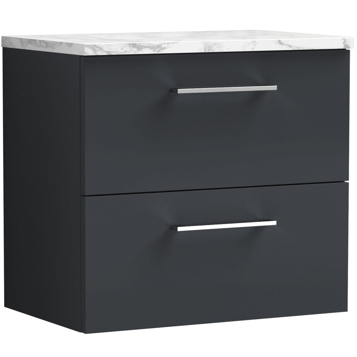 Nuie Arno 600mm Wall Hung 2 Drawer Countertop Vanity Unit Soft Black ARN1424LCM