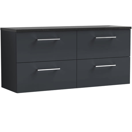 Nuie Arno 1200mm Wall Hung 4 Drawer Countertop Vanity Unit Soft Black ARN1424LSB2