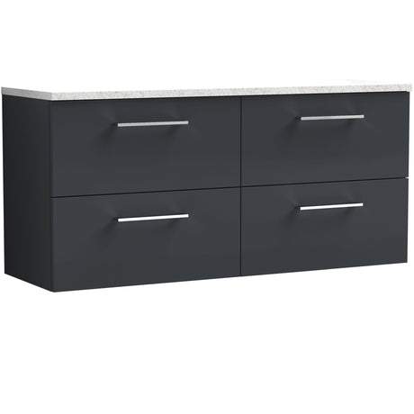 Nuie Arno 1200mm Wall Hung 4 Drawer Countertop Vanity Unit Soft Black ARN1424LSW2