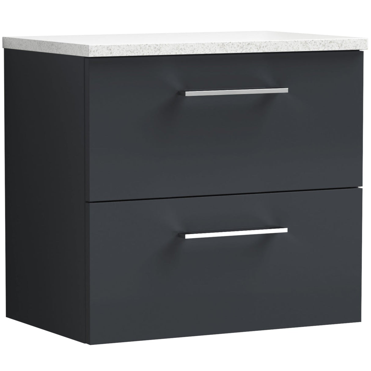 Nuie Arno 600mm Wall Hung 2 Drawer Countertop Vanity Unit Soft Black ARN1424LSW