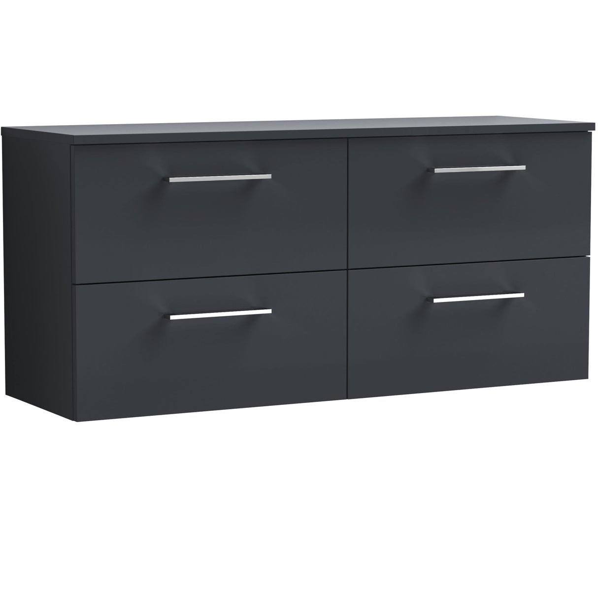 Nuie Arno 1200mm Wall Hung 4 Drawer Countertop Vanity Unit Soft Black ARN1424W2