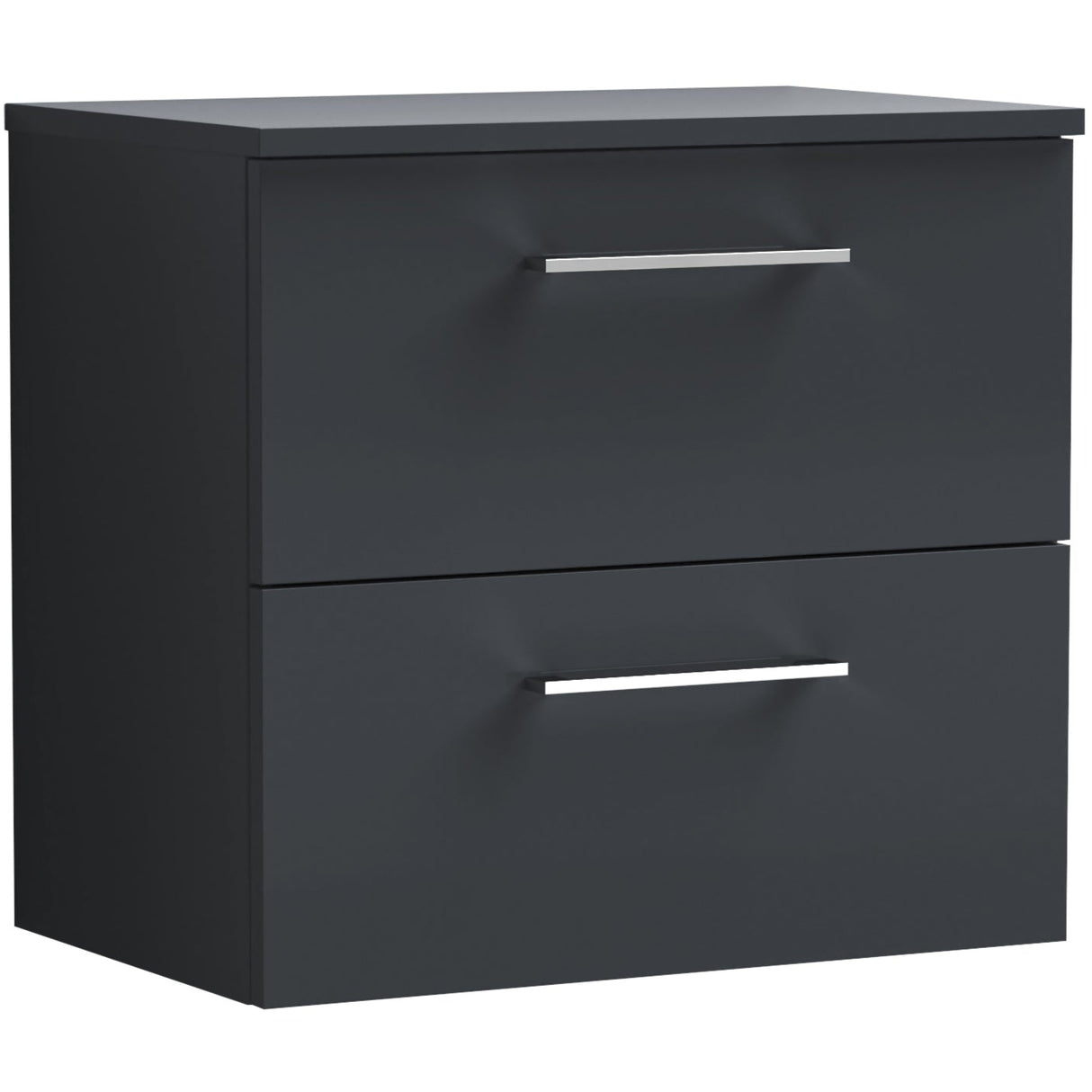 Nuie Arno 600mm Wall Hung 2 Drawer Countertop Vanity Unit Soft Black ARN1424W