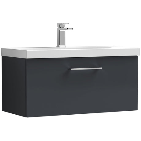 Nuie Arno 800mm Wall Hung 1 Drawer Vanity Unit & Basin Soft Black ARN1425A