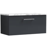Nuie Arno 800mm Wall Hung 1 Drawer Countertop Vanity Unit Soft Black ARN1425LCM