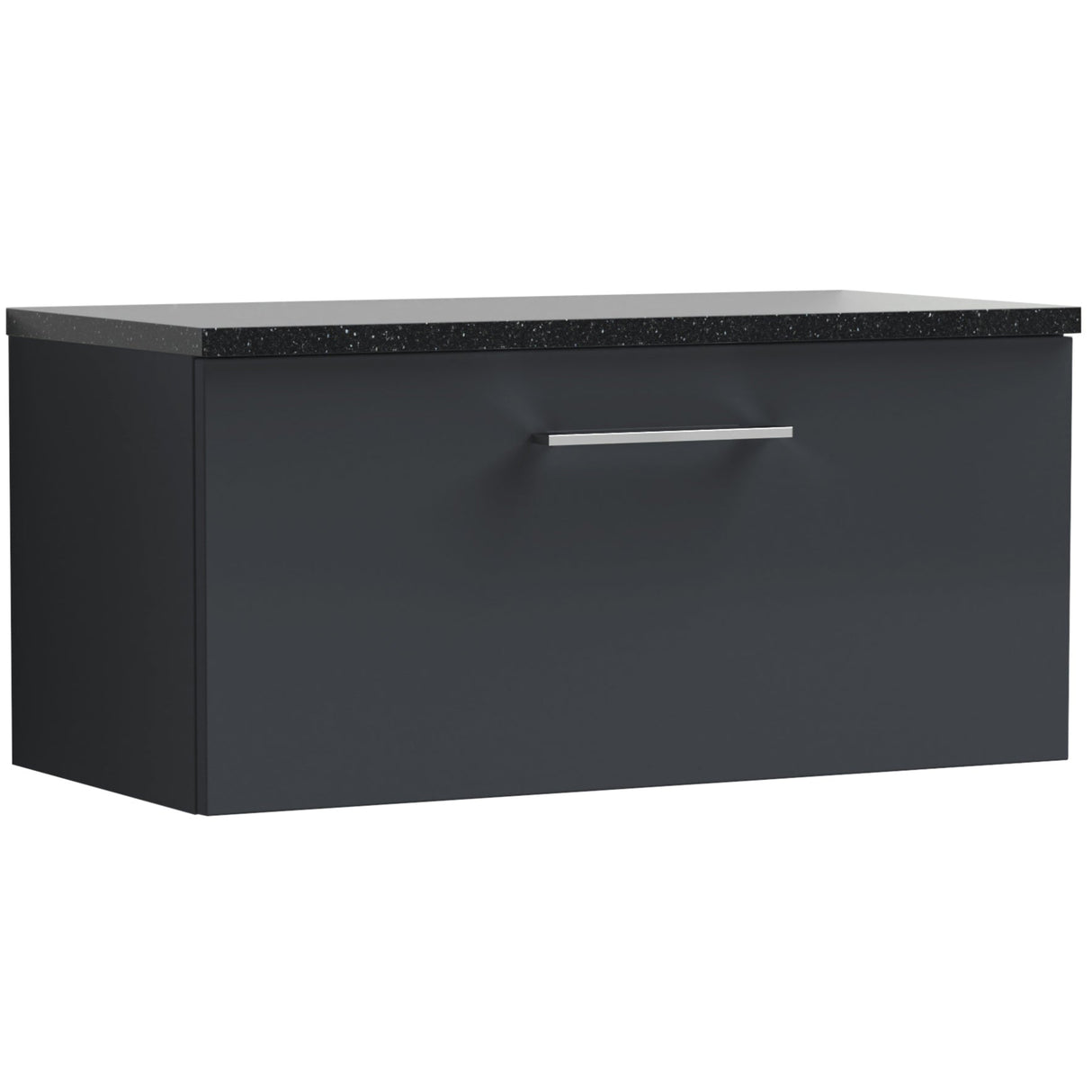 Nuie Arno 800mm Wall Hung 1 Drawer Countertop Vanity Unit Soft Black ARN1425LSB
