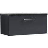 Nuie Arno 800mm Wall Hung 1 Drawer Countertop Vanity Unit Soft Black ARN1425LSB
