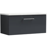 Nuie Arno 800mm Wall Hung 1 Drawer Countertop Vanity Unit Soft Black ARN1425LSW