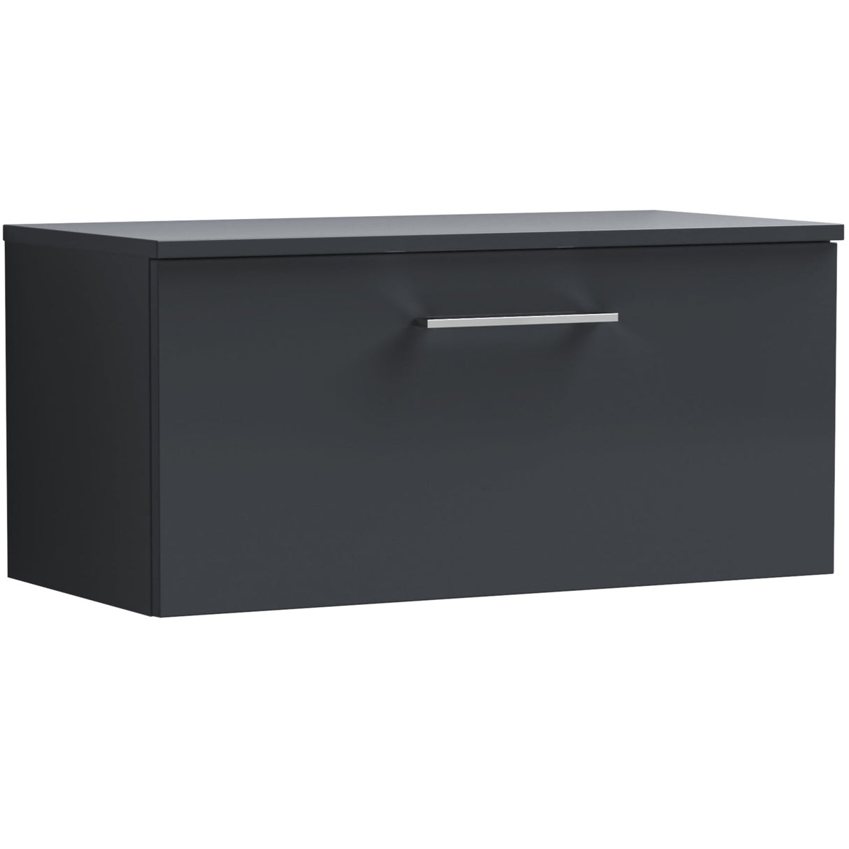 Nuie Arno 800mm Wall Hung 1 Drawer Countertop Vanity Unit Soft Black ARN1425W