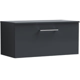 Nuie Arno 800mm Wall Hung 1 Drawer Countertop Vanity Unit Soft Black ARN1425W