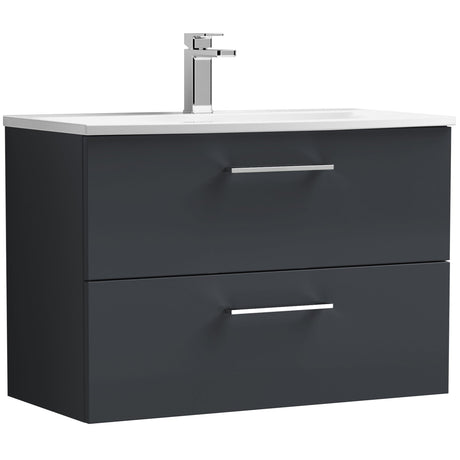 Nuie Arno 800mm Wall Hung 2 Drawer Vanity Unit & Basin Soft Black ARN1426G
