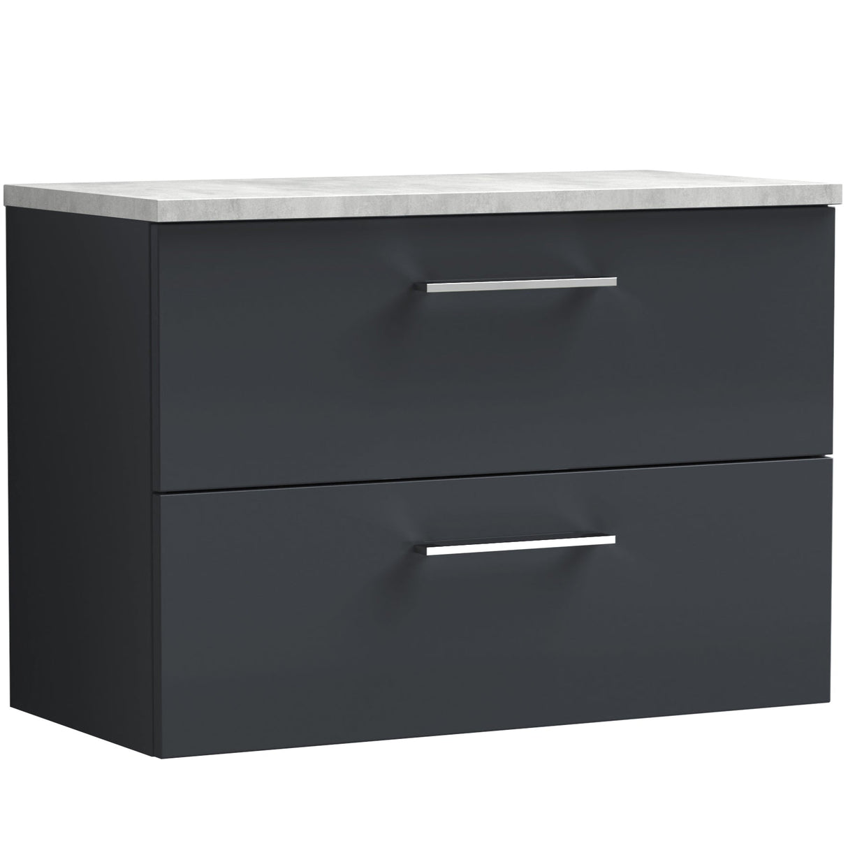 Nuie Arno 800mm Wall Hung 2 Drawer Countertop Vanity Unit Soft Black ARN1426LBG