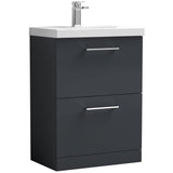 Nuie Arno 600mm Floor Standing 2 Drawer Vanity Unit & Basin Soft Black ARN1433A
