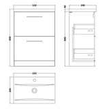 Nuie Arno 600mm Floor Standing 2 Drawer Vanity Unit & Basin Soft Black ARN1433A LD