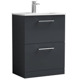 Nuie Arno 600mm Floor Standing 2 Drawer Vanity Unit & Basin Soft Black ARN1433B