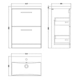 Nuie Arno 600mm Floor Standing 2 Drawer Vanity Unit & Basin Soft Black ARN1433D LD