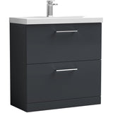 Nuie Arno 800mm Floor Standing 2 Drawer Vanity Unit & Basin Soft Black ARN1435A