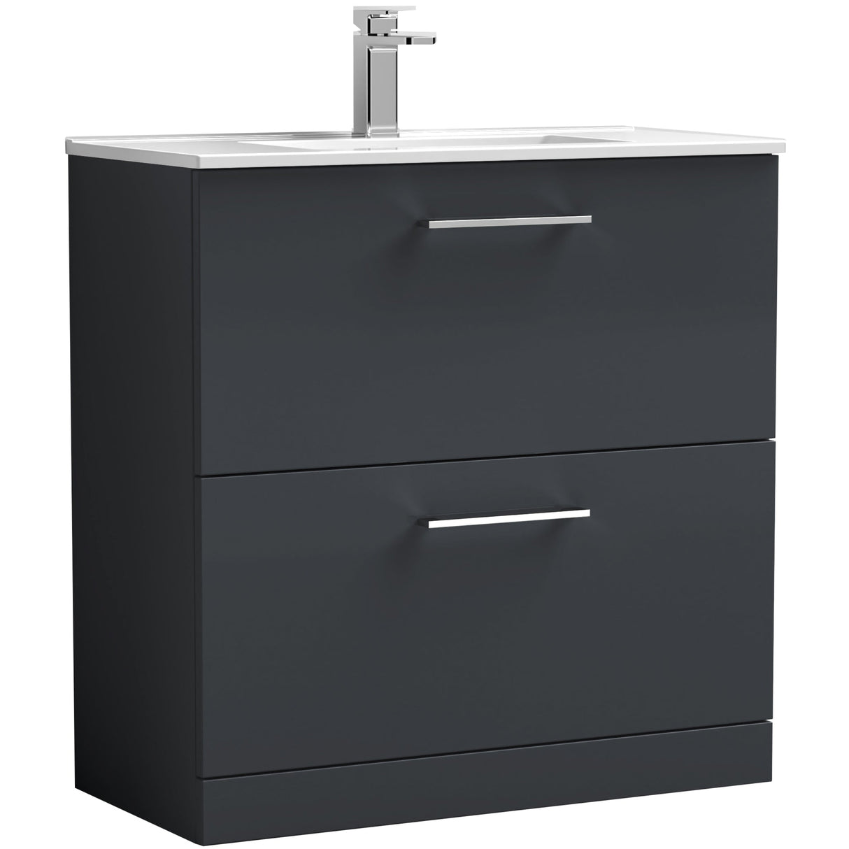 Nuie Arno 800mm Floor Standing 2 Drawer Vanity Unit & Basin Soft Black ARN1435B