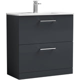 Nuie Arno 800mm Floor Standing 2 Drawer Vanity Unit & Basin Soft Black ARN1435B