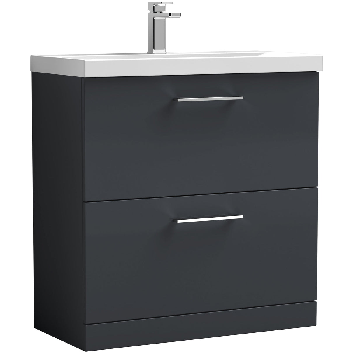 Nuie Arno 800mm Floor Standing 2 Drawer Vanity Unit & Basin Soft Black ARN1435D