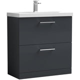 Nuie Arno 800mm Floor Standing 2 Drawer Vanity Unit & Basin Soft Black ARN1435D