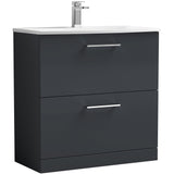 Nuie Arno 800mm Floor Standing 2 Drawer Vanity Unit & Basin Soft Black ARN1435G