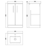 Nuie Arno 500mm Floor Standing 2 Door Vanity Unit & Basin Satin Grey ARN2201B LD