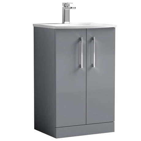Nuie Arno 500mm Floor Standing 2 Door Vanity Unit & Basin Satin Grey ARN2201G