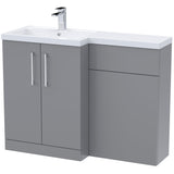 Nuie Arno Toilet & Basin Suite W1100mm - 2 Door Vanity Unit & Polymarble Basin Satin Grey ARN2211L