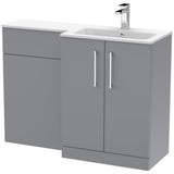 Nuie Arno Toilet & Basin Suite W1100mm - 2 Door Vanity Unit & White Stone Basin Satin Grey ARN2212R