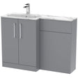 Nuie Arno Toilet & Basin Suite W1100mm - 2 Door Vanity Unit & Marble Stone Basin Satin Grey ARN2213L