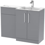Nuie Arno Toilet & Basin Suite W1100mm - 2 Door Vanity Unit & Marble Stone Basin Satin Grey ARN2213R