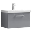 Nuie Arno 600mm Wall Hung 1 Drawer Vanity Unit & Basin Satin Grey ARN2222A
