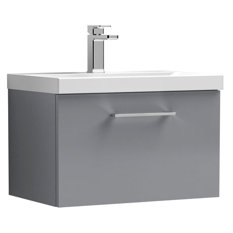 Nuie Arno 600mm Wall Hung 1 Drawer Vanity Unit & Basin Satin Grey ARN2222A