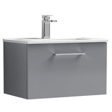 Nuie Arno 600mm Wall Hung 1 Drawer Vanity Unit & Basin Satin Grey ARN2222B